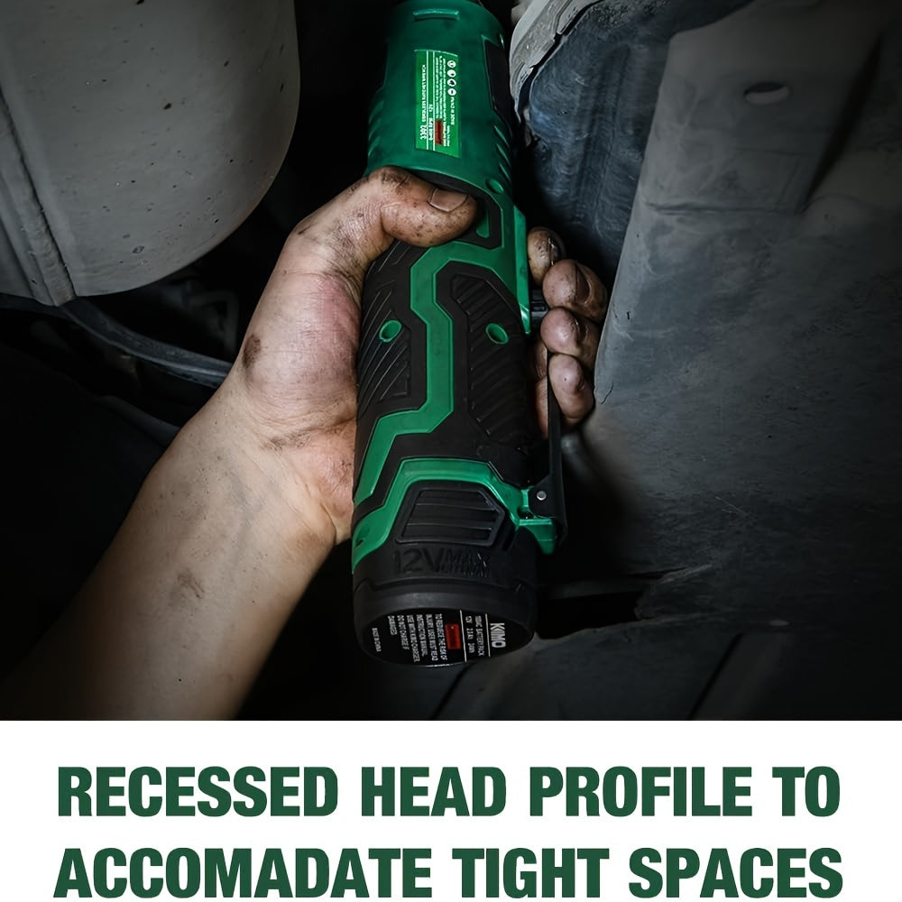 Cordless Electric Ratchet Wrench Set, 40 Ft-lbs, 400 RPM, 3/8" 12V Cordless Ratchet Kit, 60-Min Fast Charge, Variable Speed Trigger, 2-Pack Lithium-Ion Batteries, 8 Sockets, Father's Day Gift