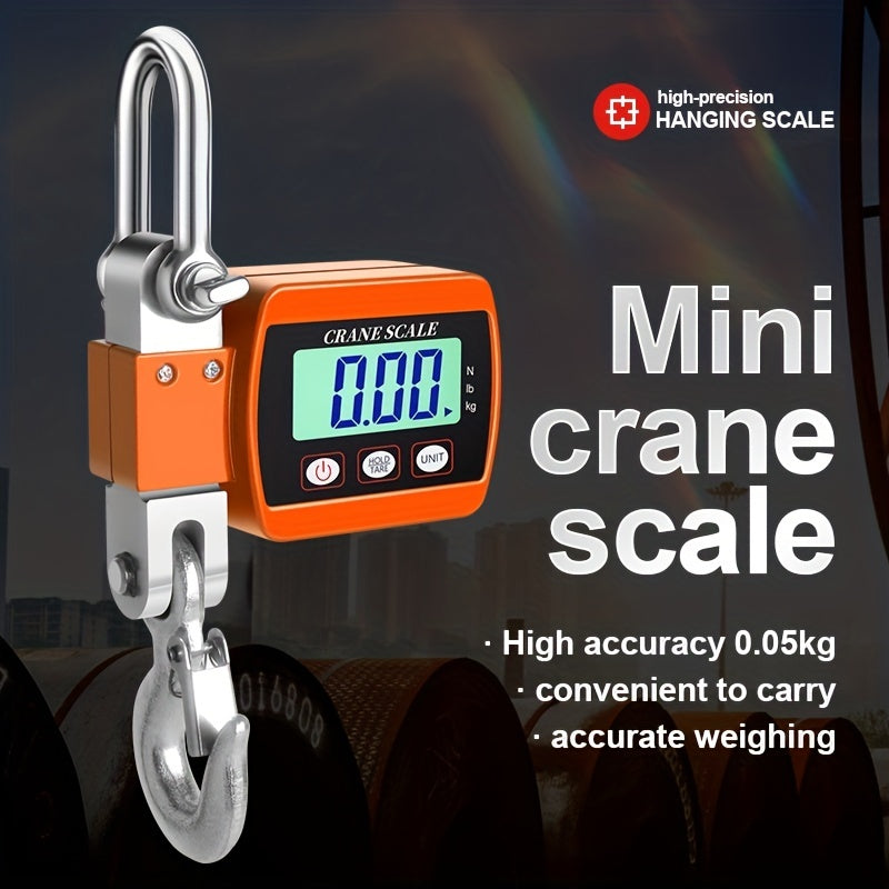 Heavy-Duty 500Kg Portable Crane Scale: Precise, Easy-Read LCD, Battery-Powered, in Blue/Orange/White
