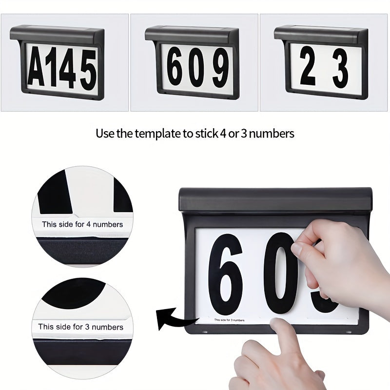 Brightly Lit Solar House Number Sign - Energy-Efficient, Waterproof, Outdoor Address Display for Home, Garden, Street, Yard - Durable Wall Mount