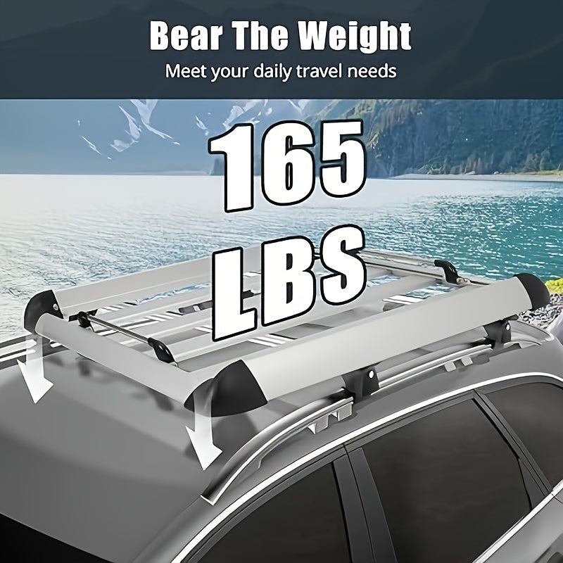 63 x 43 Inch Roof Cargo Rack, 165Lbs Capacity Aluminum Roof Cargo Rack, Roof Basket for SUVs, Cars, and Trucks, Sliver