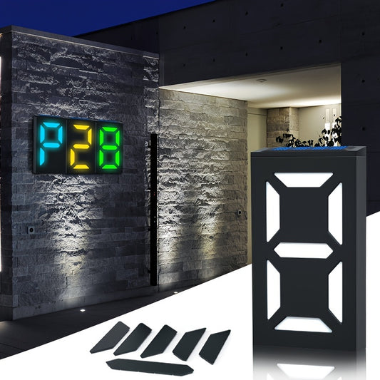 1pc Stylish Solar LED House Number Sign - Durable, Waterproof & Customizable - Bright Colorful LED Illumination for Easy Wall Mounting