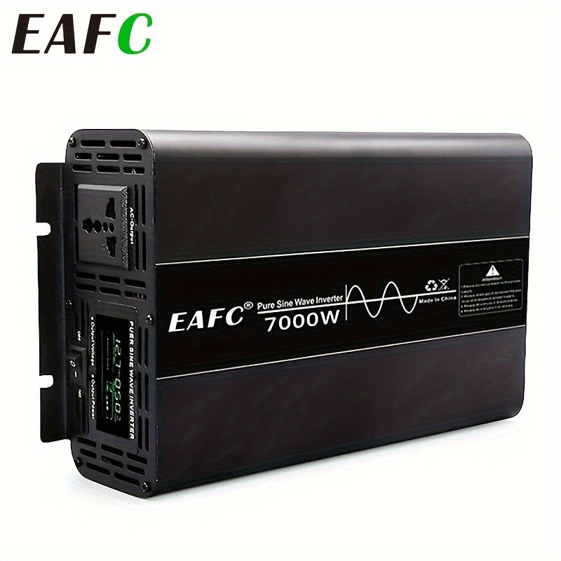 High-Efficiency 7000W Car Power Inverter - Pure Sine Wave, DC 12V to AC 110V Converter with LCD Display for Road Trips