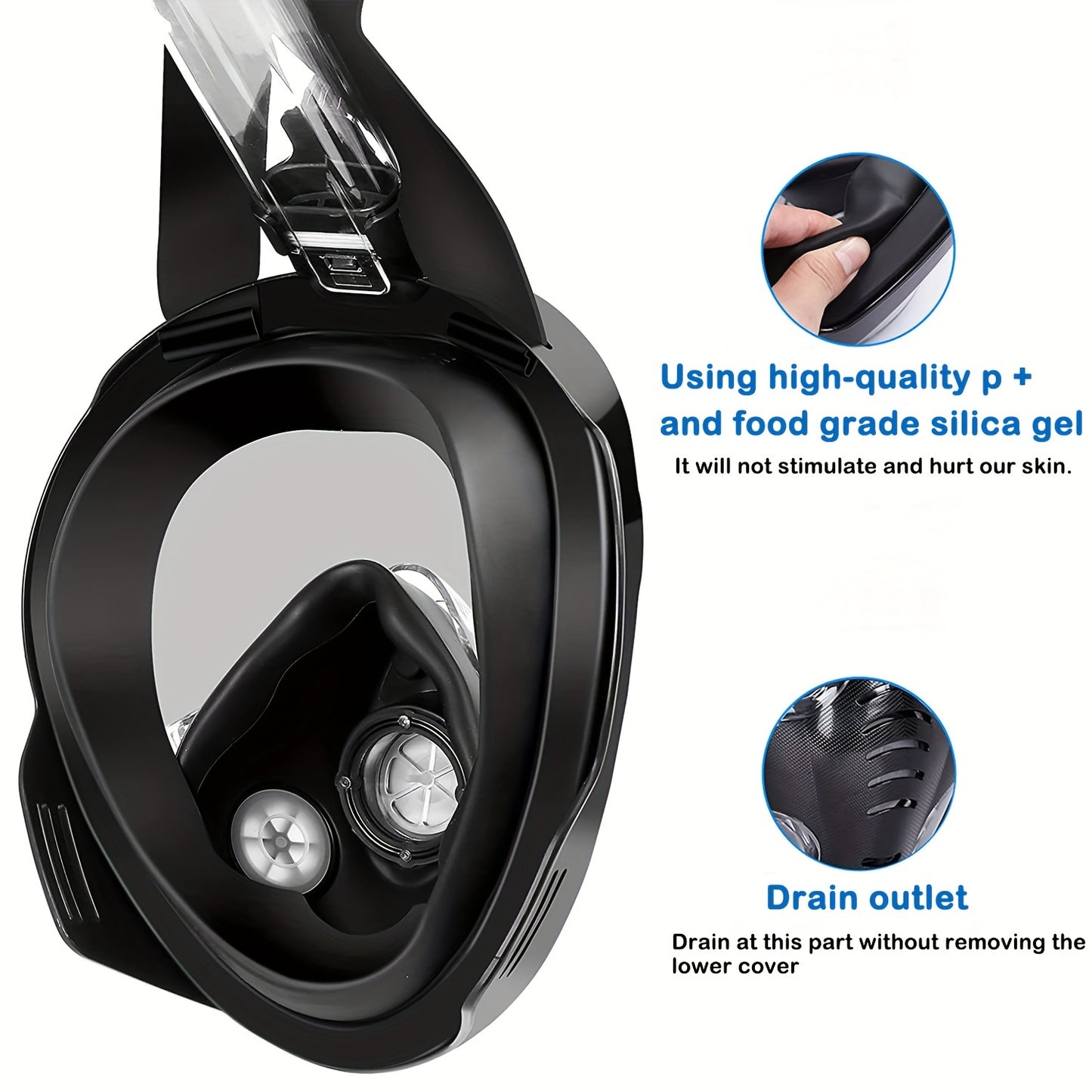 1pc Snorkel Full Face Mask - Crystal-Clear Anti-Fog Vision, Conveniently Detachable, Adjustable Straps for Comfortable Fit - Single Piece for Personal Use
