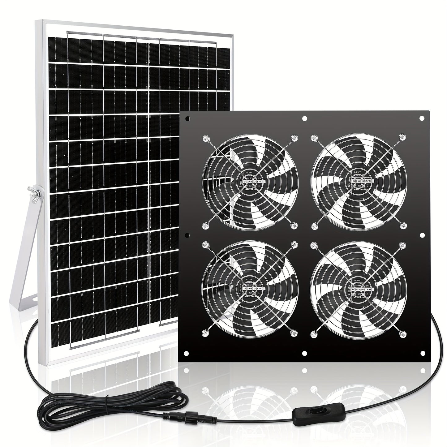 20W Solar Panel Power Fan Kit For Chicken Coop Laminated Fast Airflow Single Crystal Panel Exhaust Fan