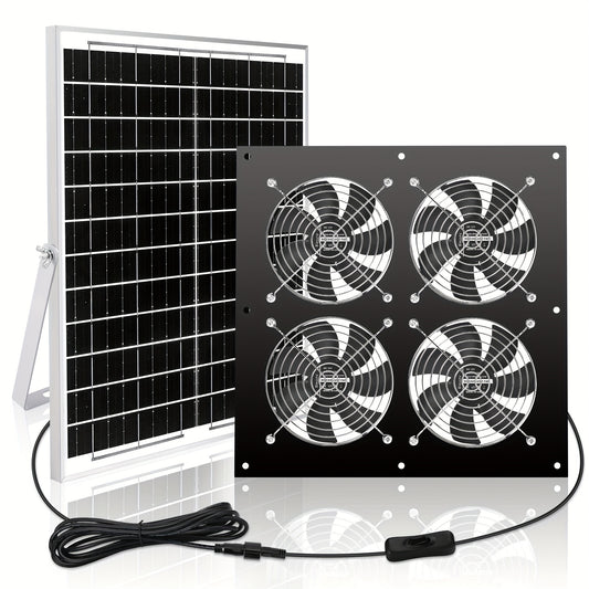 20W Solar Panel Power Fan Kit For Chicken Coop Laminated Fast Airflow Single Crystal Panel Exhaust Fan