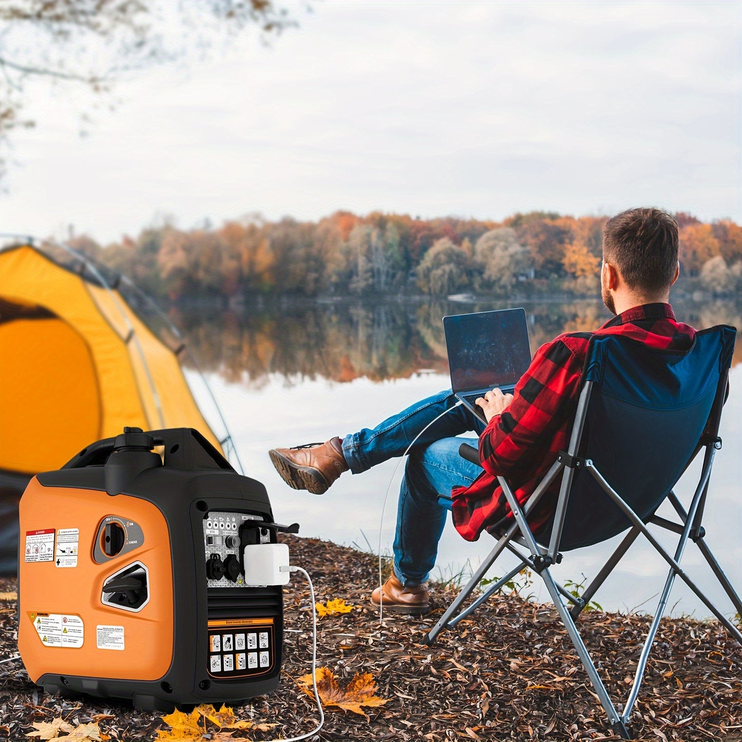 Efurden 2500W Portable Outdoor Generator With Two 120V AC Sockets And USB Interface, Suitable For Camping, Picnicking, RV, Home Emergency, Compliant With CARB Standards, Lightweight, Outdoor Best-selling Products