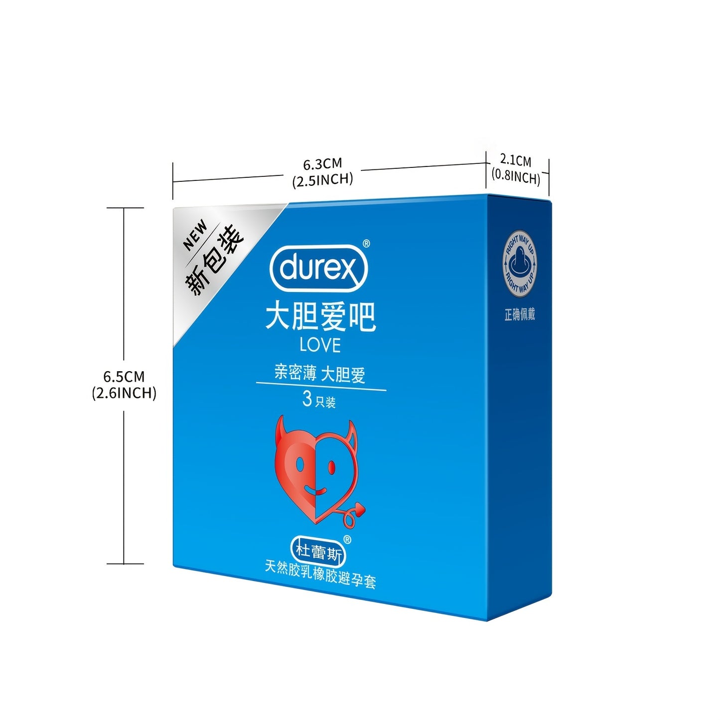 3pcs Durex Condom Bold Love Natural Rubber Condom Quality Assurance Genuine Safety Male Condom Contraceptive Nominal Width 52mm Vanilla Flavor