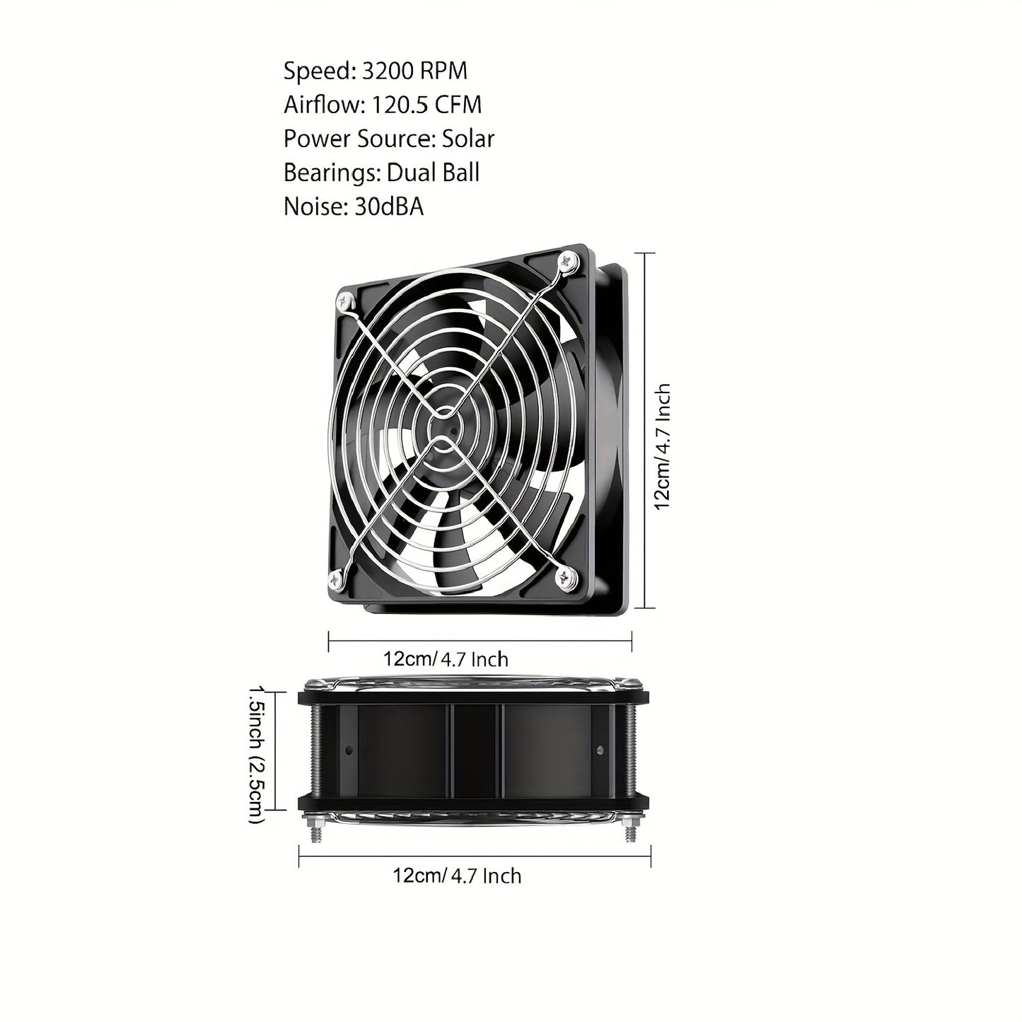 20W Solar Panel Power Fan Kit For Chicken Coop Laminated Fast Airflow Single Crystal Panel Exhaust Fan