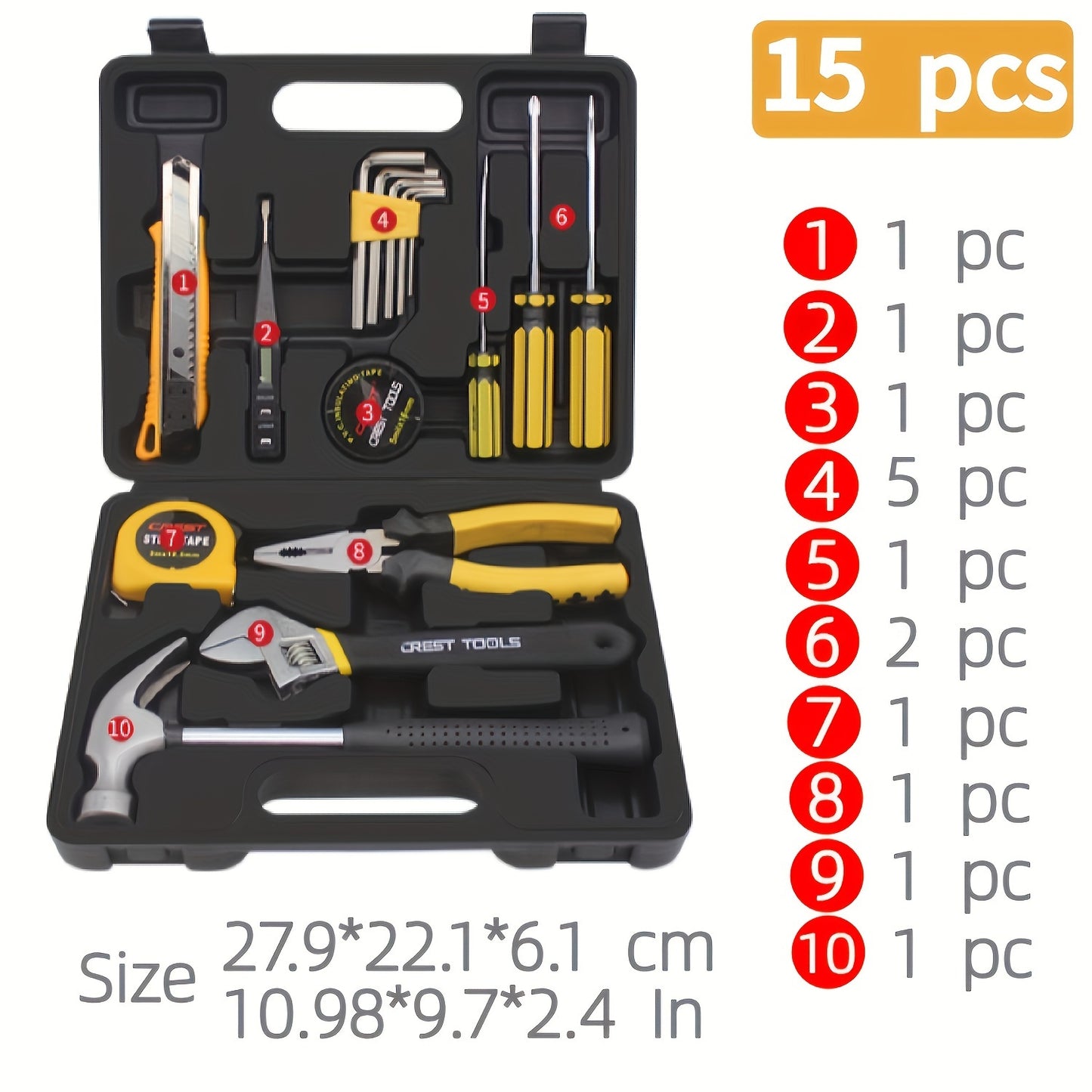 15pc/23pc H4001A Premium DIY Repair Tool Kit - High-Performance, Rust-Resistant, Versatile for Everyday Home Decoration Needs - Comprehensive Toolbox Set