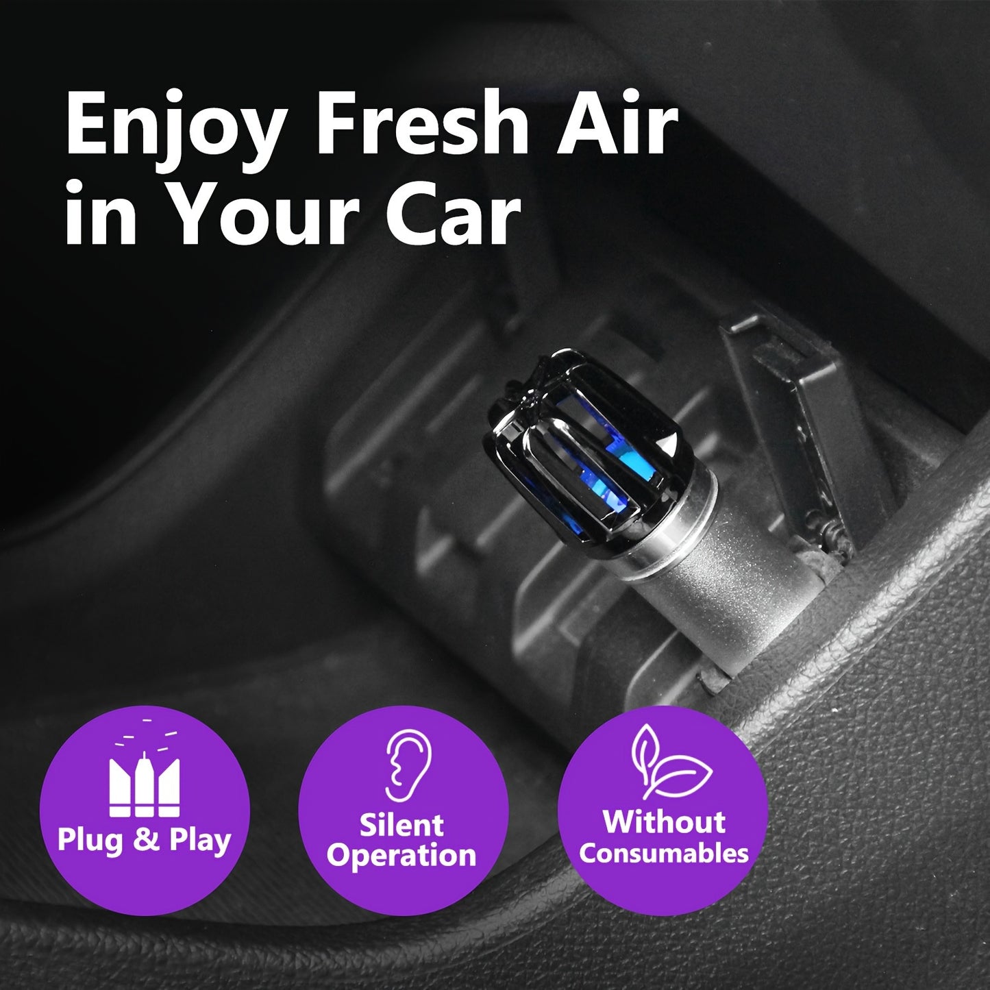 Mini Car Air Purifier Ionizer, 12V Plug In Car Air Freshener To Remove Smoke Smell, PM2.5, Pollen, Bacteria, To Reduce Bad Odors, RV Auto Decoration Gift, Car Interior Accessory