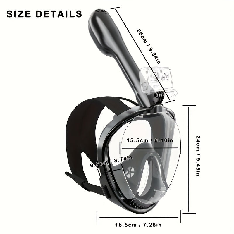 AdventureScope 180° Panoramic Full-Face Snorkel Mask - Innovative Dry Top Safety Breathing System, Anti-Fog & Leak-Resistant Design, Complete with Camera Mount for Unforgettable Underwater Explorations