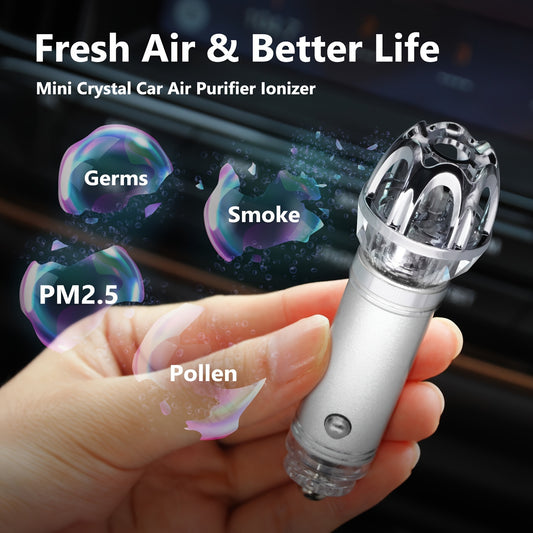 Crystal Ionic Car Air Purifier Ionizer - Advanced Air Cleaning, Odor Eliminator, Decorative Design - Effortlessly Neutralize Smoke, Dust, Bacteria & More - Maintenance-Free, 12V Car Accessory for Enhanced Interior Freshness