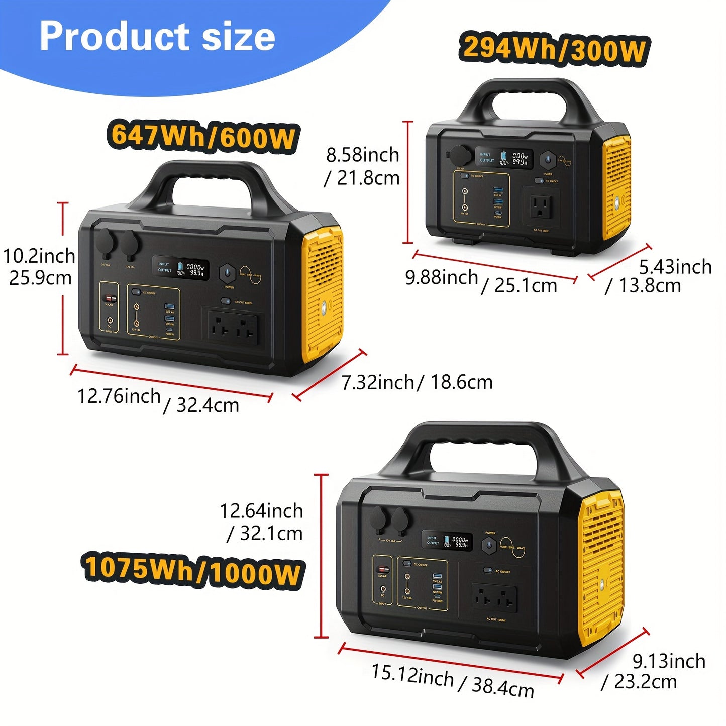 1000W Portable Power Station FlashFish 293Wh-1075Wh With AC Outlet/2 DC Ports/3 USB Ports Backup Battery/Power Supply For Outdoor Trip Camping Emergency