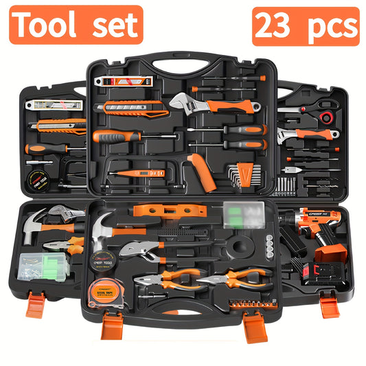 15pc/23pc H4001A Premium DIY Repair Tool Kit - High-Performance, Rust-Resistant, Versatile for Everyday Home Decoration Needs - Comprehensive Toolbox Set