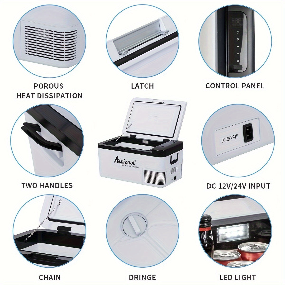 Alpicool K18 Portable Car Freezer, 12 Volt Refrigerator, 19 Quart (18 Liter) Fast Cooling 12V Car Fridge, Car Cooler, 12/24V DC and 100-240V AC for Outdoor, Camping, RV, Truck, Boat