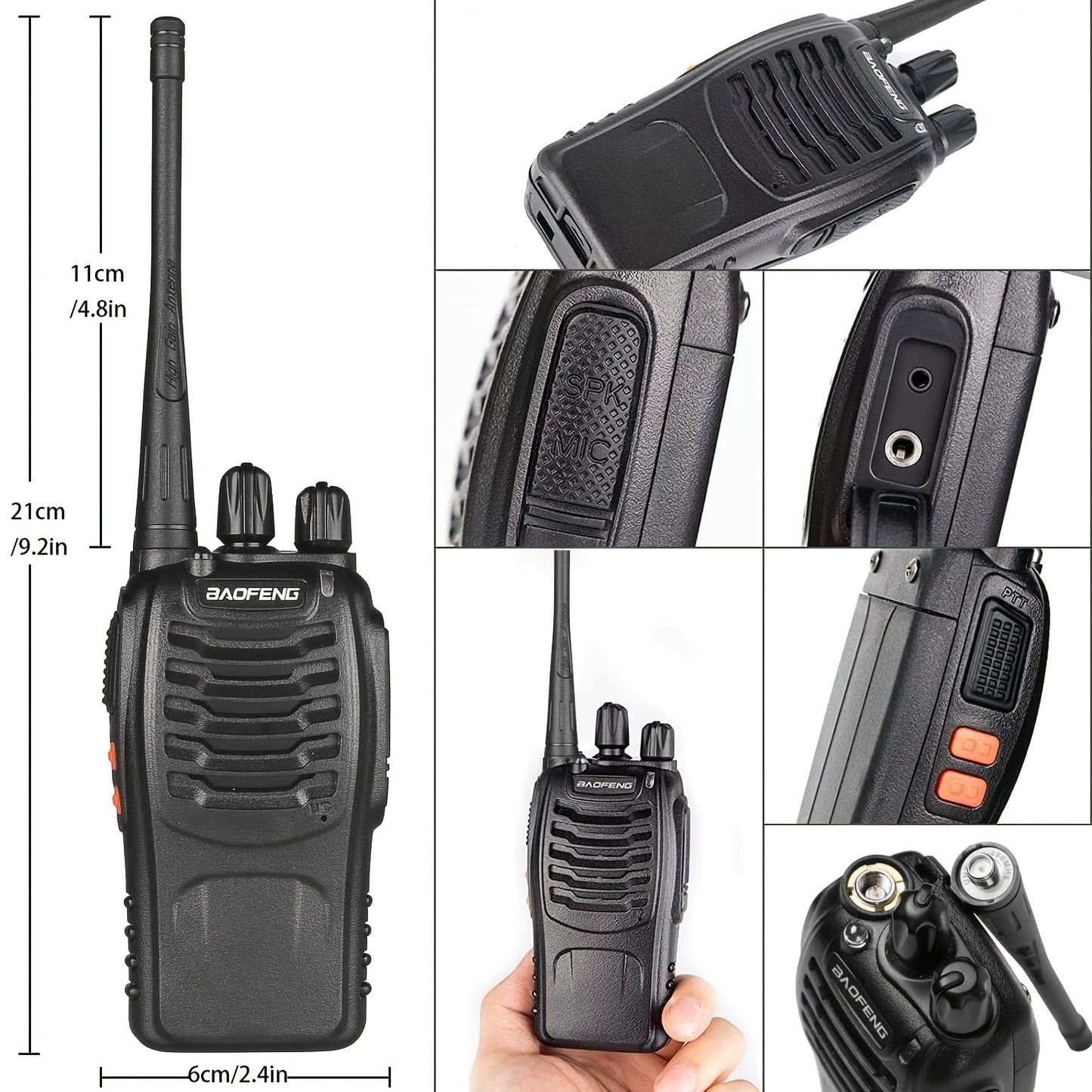 2pcs Baofeng BF-888S Handheld Two Way Radio - UHF Portable Walkie Talkies For Adults, Ideal For Hiking, Biking, And Camping - Clear Communication And Long Range Connectivity