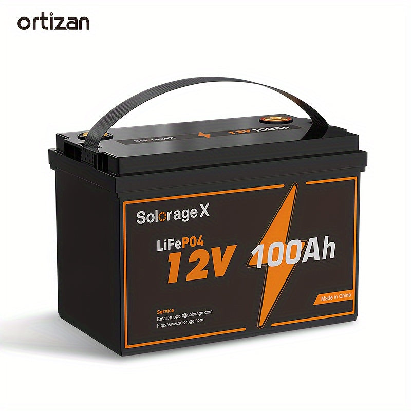 Long-Lasting 12V 100Ah LiFePO4 Battery - Ultra-High Cycle Life - Integrated 100A BMS, Cold Weather Guard - Perfect for RVs, Off-Grid Living, and Solar Energy Systems