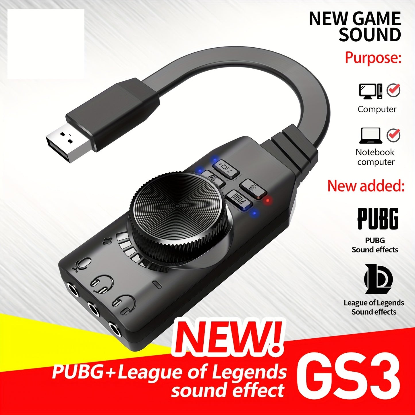 7.1 Surround USB External Sound Card for PC Gaming | DSP Audio Amplifier | Virtual Audio Adapter for Notebooks and Smartphones Without Battery | Plug and Play Computer Sound Enhancement Device