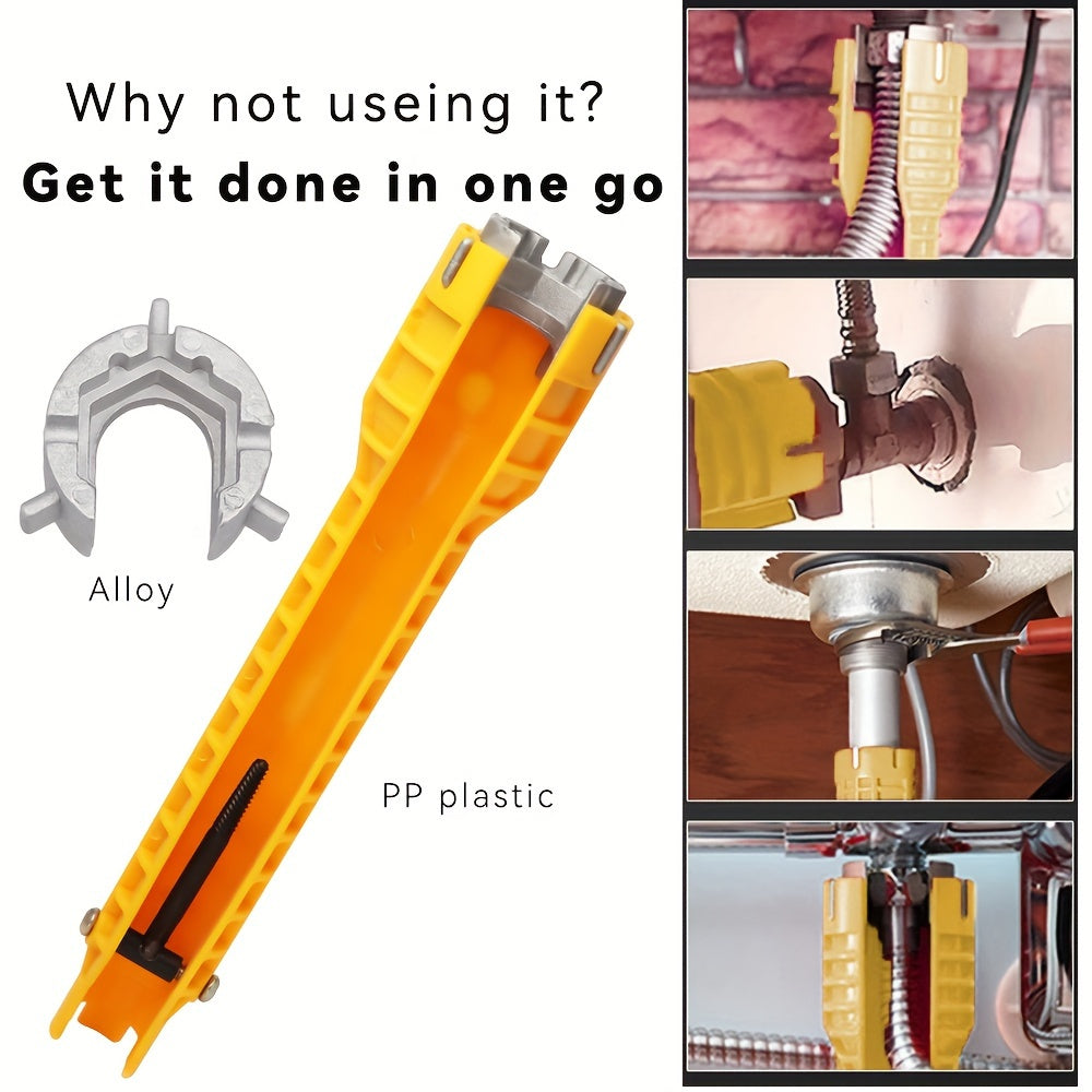 Heavy-Duty Faucet Wrench - Versatile Plumbing Tool for Sink, Toilet & Kitchen - Durable Water Pipe Spanner with Easy-Grip Tackle - Ideal Household Installer Kit