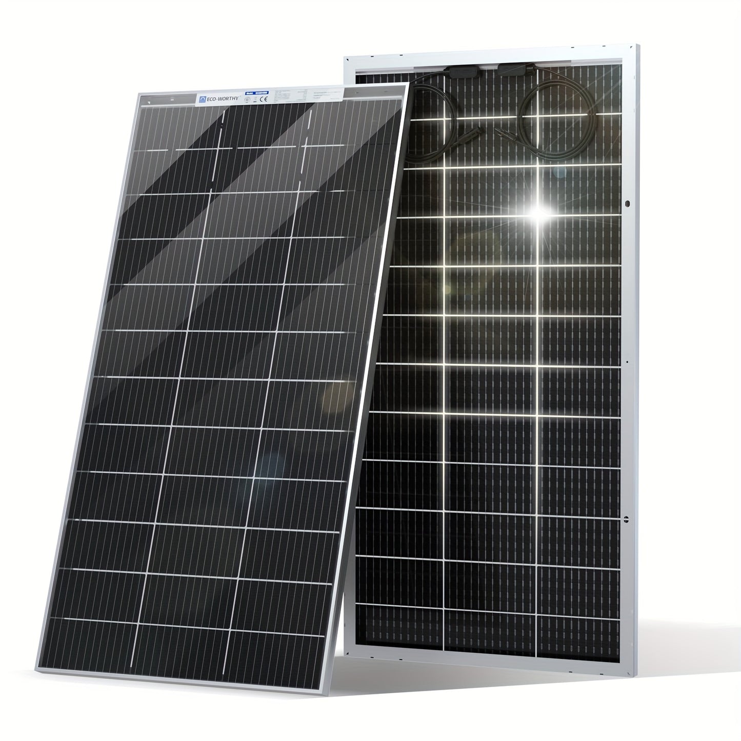 ECO-WORTHY 2 Pack 195 Watt 12 Volt Bifacial Solar Panel Monocrystalline Double-Sided Power Generation Rigid High-Efficiency PV Module Power Charger For RV, Sunsheds, Canopies, Farms, Home And Off-Grid