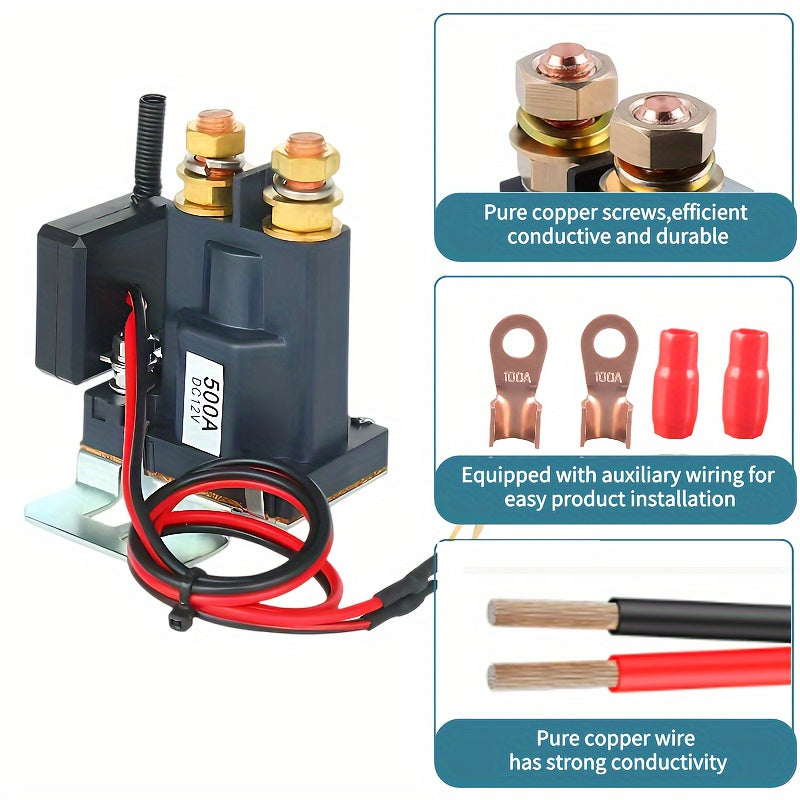 500A 12V Wireless Remote Car Battery Disconnect Switch - Relay Isolator For Rvs, Cars, Motorcycles & Boats