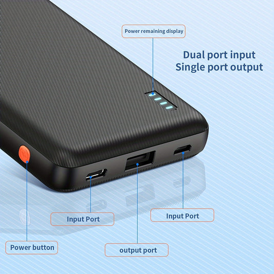 10000mAh Portable Power Bank, With LED Power Display, Suitable For Outdoor Emergency, With USB/Type-C/Micro USB Interface, Suitable For Android Mobile Phone And Other Digital Electronic Devices