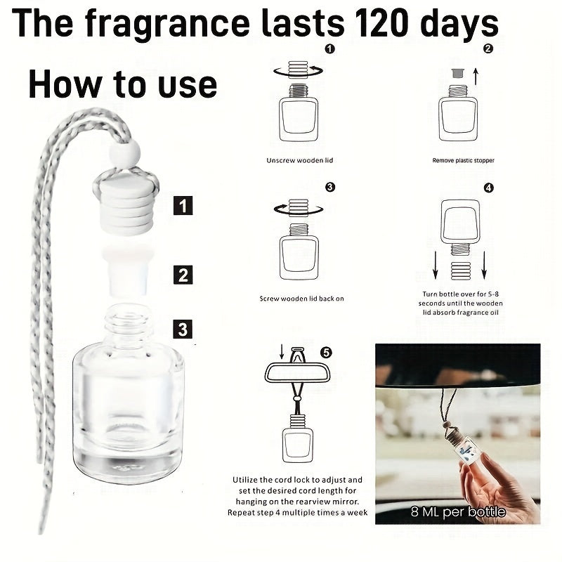 1PC Car Air Fragrance Oil Diffuser, Car Air Freshener, Car Oil Air Freshener, Car Oil Diffuser, Wood Automotive Air Fresheners, Long Lasting Car Air Freshener 8ml