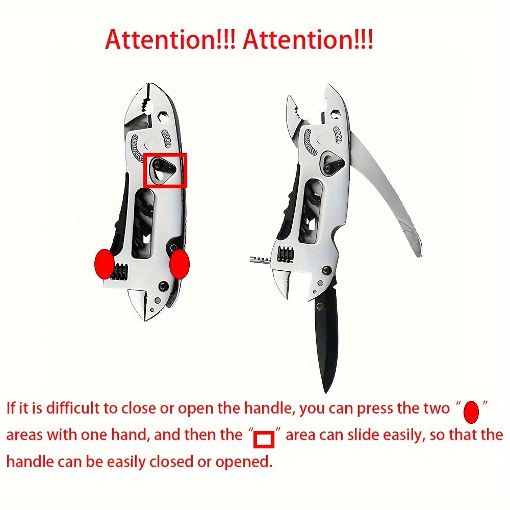 1pc Outdoor Multi-Purpose Tool Pliers, Mini Multi-Purpose Pliers Tool Kit, Stainless Steel Multi-Purpose Tool Pliers, Adjustable Pocket Pliers, Multi-Tool Lightweight Folding Tool, With S2 Batch Head