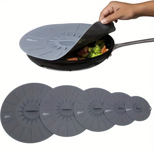 5-Piece Set Multi-Size Silicone Lids - Heat-Resistant, Microwave & Stovetop Safe Covers - Versatile Seal for Kitchenware