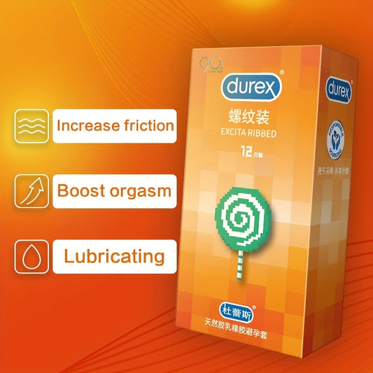 12pcs Durex Threaded Sex Condom Private Parts Stimulation Help Orgasm High-quality Safe Private Male Condom