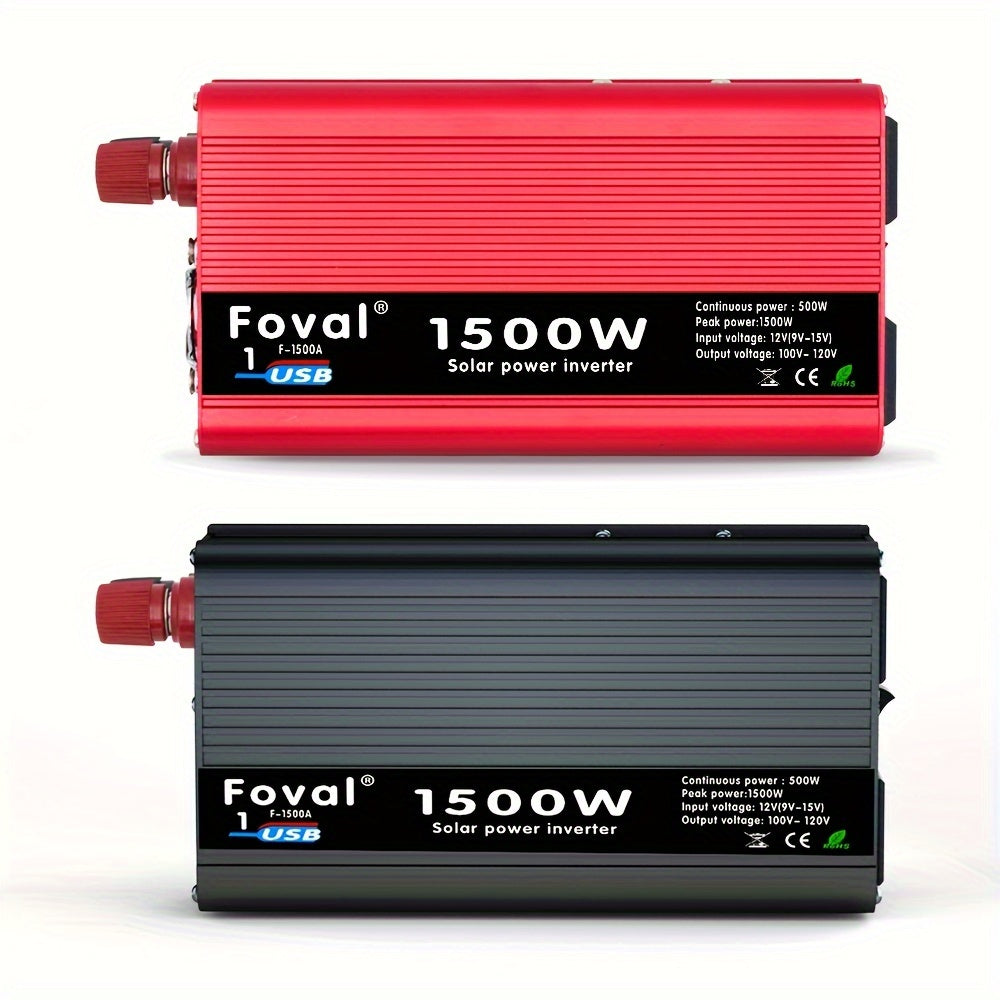 1500W Peak Car Power Inverter Converter - DC 12V to AC 110V/120V with USB Port - High-Power, Smooth Conversion, Portable for Travel Needs
