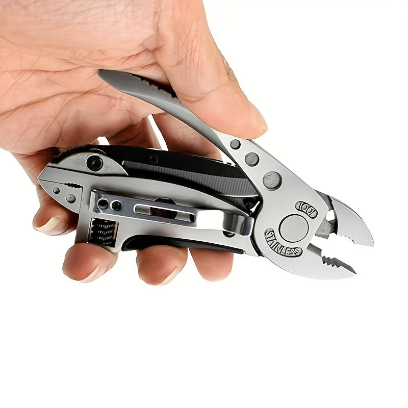 1pc Outdoor Multi-Purpose Tool Pliers, Mini Multi-Purpose Pliers Tool Kit, Stainless Steel Multi-Purpose Tool Pliers, Adjustable Pocket Pliers, Multi-Tool Lightweight Folding Tool, With S2 Batch Head