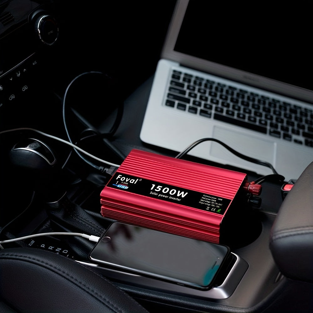 1500W Peak Car Power Inverter Converter - DC 12V to AC 110V/120V with USB Port - High-Power, Smooth Conversion, Portable for Travel Needs