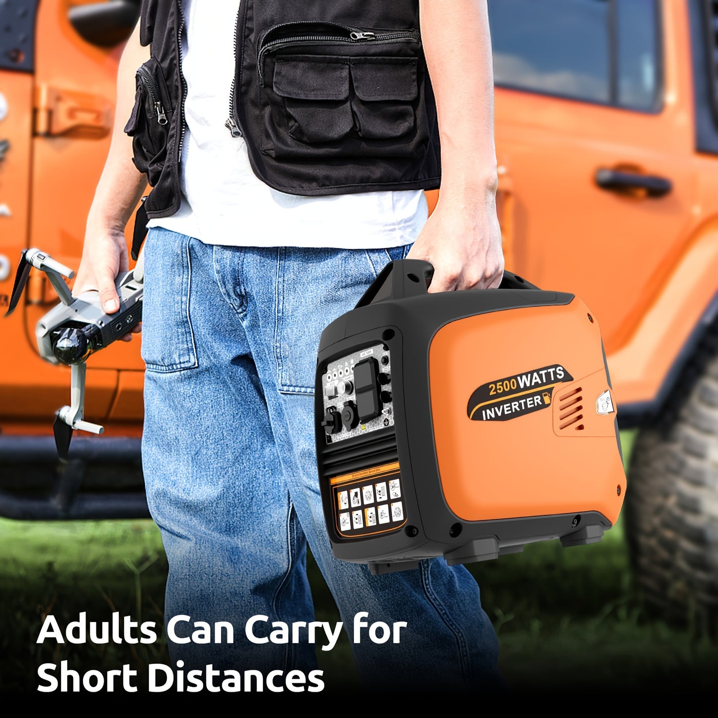 Efurden 2500W Portable Outdoor Generator With Two 120V AC Sockets And USB Interface, Suitable For Camping, Picnicking, RV, Home Emergency, Compliant With CARB Standards, Lightweight, Outdoor Best-selling Products