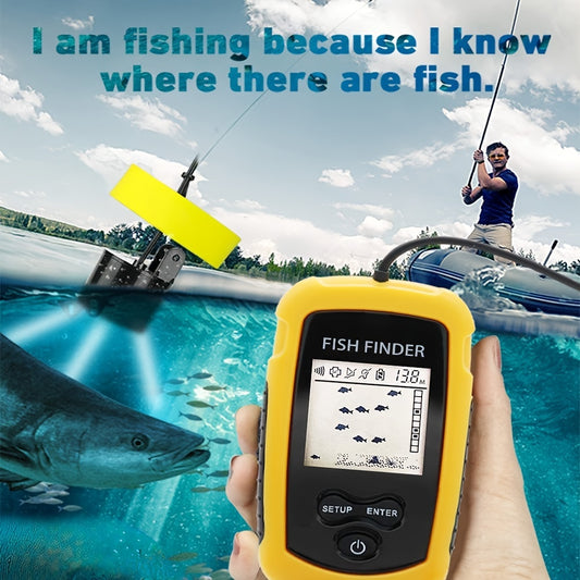 45° Wide-Angle Smart Fish Finder - Instant Alarm Sonar System with Durable Transducer for Exciting Freshwater & Saltwater Fishing Expeditions