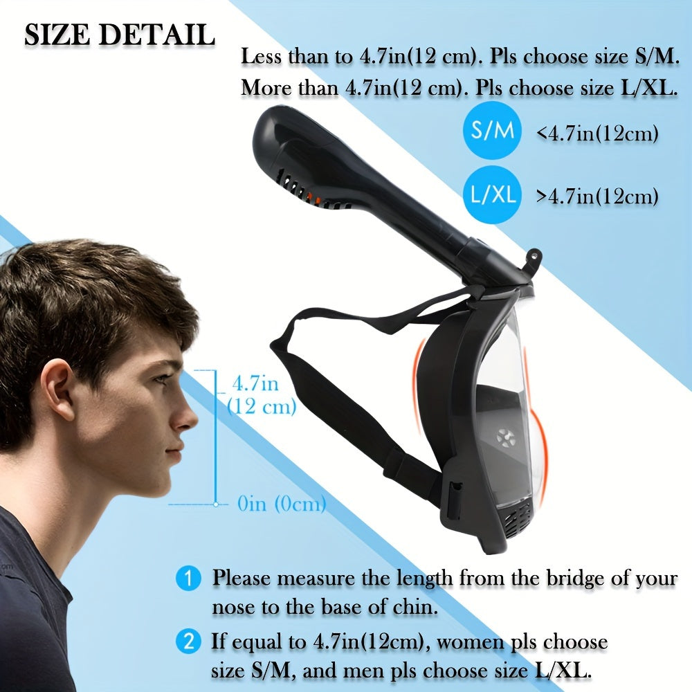 AdventureScope 180° Panoramic Full-Face Snorkel Mask - Innovative Dry Top Safety Breathing System, Anti-Fog & Leak-Resistant Design, Complete with Camera Mount for Unforgettable Underwater Explorations